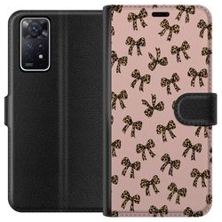 Kompatibelt Lommeboketui til Xiaomi Redmi Note 11 Pro 5G Leopardprint sløyfer rosa bakgrunn mote jentete søt retro mønster stilfull dekor