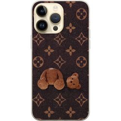 Kompatibelt Mobildeksel til Apple iPhone 14 Pro Max Grafiskt monogrammønster med oppdelt teddybjørn i en kunstnerisk stil