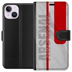 Kompatibelt Lommeboketui til Apple iPhone 14 Arsenal FC emblem fotballklubb plakat Gunners Premier League logo rød hvit bakgrunn retro design kunst