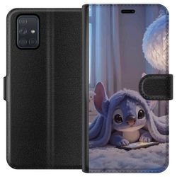 Kompatibelt Lommeboketui til Samsung Galaxy A71 Stitch under teppe med telefon kveldskos i blå toner sjarmerende drømmeaktig design for alle som elsk