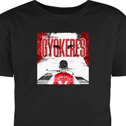 Barn T-skjorte Viktor Gyökeres Arsenal illustrasjon - Fotballkunst med draktnummer 14 Svart 9-11 År