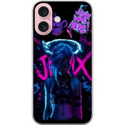 Kompatibelt Mobildeksel til Apple iPhone 16 Arcane Jinx plakat League of Legends LoL graffiti neon anime Netflix spillkarakter fanart design