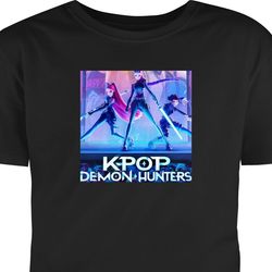 Barn T-skjorte Trendiga KPop Demon Hunters docka figur Svart 5-6 År