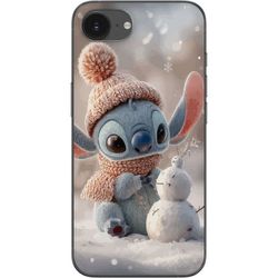 Kompatibelt Mobildeksel til Apple iPhone 16e Stitch snømann vinter søt blå alien kawaii jul koselig snø søt ferie elskverdig plakat