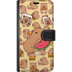 Kompatibelt Lommeboketui til Samsung Galaxy A16 5G Capybara Snack Tid Søte kapibarer nyter vannmelon pizza og popcorn i en varm og leken design som s