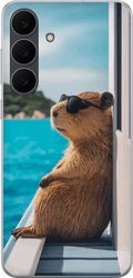 Kompatibelt Mobildeksel til Samsung Galaxy S25 FE Kapybara ved havet med solbriller, humoristisk sjarmerende design med avslappet feriestemning