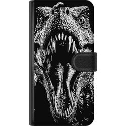 Kompatibelt Lommeboketui til Samsung Galaxy A16 5G T-Rex brølende dinosaur episk svart-hvit urtidsdyr intenst brøl monster kunst illustrasjon plakat