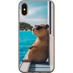 Kompatibel Mobilcover til Apple iPhone XS Max Kapybara ved havet med solbriller humoristisk charmerende design med afslappet feriefølelse