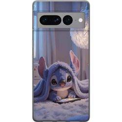 Kompatibelt Mobildeksel til Google Pixel 7 Pro Stitch under teppe med telefon kveldskos i blå toner sjarmerende drømmeaktig design for alle som elske