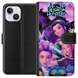 Kompatibelt Lommeboketui til Apple iPhone 14 Plus K-Pop Demon Hunters anime inspirert futuristisk by med tre heltinner og lilla neonlys
