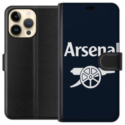 Kompatibelt Lommeboketui til Apple iPhone 14 Pro Max Arsenal logo i mørkeblått og hvitt klassisk fotballmotiv for Premier League fans