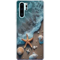 Kompatibelt Mobildeksel til Huawei P30 Pro Sjøstjerne og skjell stranddesign med rolige bølger hav og sand inspirert av feriefølelse natur og harmoni