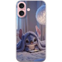Kompatibelt Mobildeksel til Apple iPhone 16 Stitch under teppe med telefon kveldskos i blå toner sjarmerende drømmeaktig design for alle som elsker s