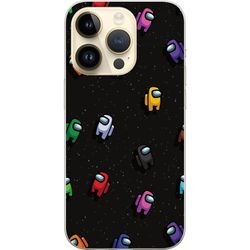Kompatibelt Mobildeksel til Apple iPhone 14 Pro Among Us mønster med fargerike karakterer i rommet, leketøysmotiv for Among Us-fans