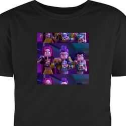 Barn T-skjorte Demon Hunters KPop figur med mörk aura Svart 5-6 År