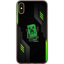 Kompatibelt Mobildeksel til Apple iPhone XS Grønn pikselbasert, creeperlignende spillillustrasjon i futuristisk neonstil for gamingrom
