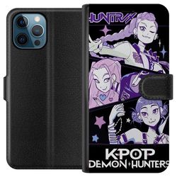 Kompatibelt Lommeboketui til Apple iPhone 12 Pro Kpop Demon Hunters Huntrix Trio Lilla Stjerner Retro Kosmisk Idol Glød, behold sorteringen