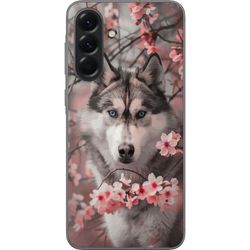 Kompatibelt Mobildeksel til Samsung Galaxy A56 Sibirsk Husky plakat hund blå øyne kirsebærblomster ulv natur dyr blomster søt retro design