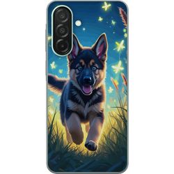 Kompatibelt Mobildeksel til Samsung Galaxy A26 Valp tysk schäferhund plakat hund valp vår eng sommerfugler søte dyreillustrasjon natt kunst