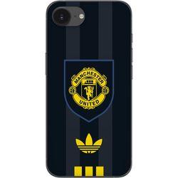 Kompatibelt Mobildeksel til Apple iPhone 16e Manchester United plakat Adidas våpen fotballklubb Premier League logo gul svart retro design kunst