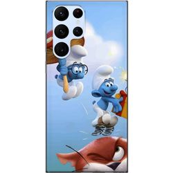 Kompatibelt Mobildeksel til Samsung Galaxy S22 Ultra 5G Smurforna plakat blå komiske figurer retro tegneserie Schtroumpfs serie barndom klassiske kar