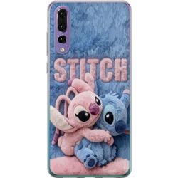 Kompatibelt Mobildeksel til Huawei P20 Pro Fluffy Stitch og Angel omfavner på en myk pelsflate med pastellfarger som skaper en varm koselig følelse,