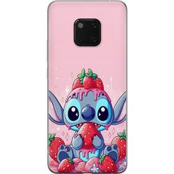 Kompatibelt Mobildeksel til Huawei Mate 20 Pro Stitch Jordbær Kjærlighet søtt motiv med blå figur og jordbær i rosa pastelltema