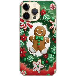 Kompatibelt Mobildeksel til Apple iPhone 15 Pro Max Jule pepperkake plakat pepperkake feriekaker julgrans godteri søtsaker jul motiv retro design