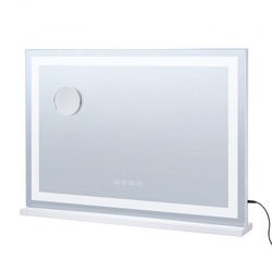 Sminkspegel, 80x12x57,2 cm, Vit, Belyst med Bluetooth