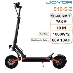 JOYOR S10S-Z Hopfällbar Elscooter – 2×1000W motor, 60V 18Ah batteri, 75 km räckvidd, 25 km/h topphastighet (EU-modell, kan låsas upp till 45–65 km/h), 10" terrängdäck – IP54