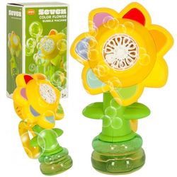 Sæbeboblemaskine blomsterform grøn med lys, genopladelig USB, 3+