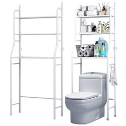 Toiletreol over toilet 3 hylder hvid med kroge 153x45x25 cm