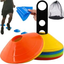 Træningskegler 50-pak 20 cm med holder og taske, 5 farver