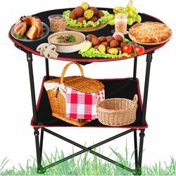 Sammenklappeligt campingbord 72 cm med kopholder & transporttaske