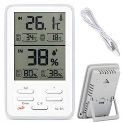 Digital termometer/hygrometer med ekstern sensor og magnetisk LCD