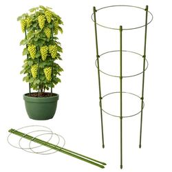 Plantestøtte 120 cm med 3 justerbare ringe grøn metal/plast