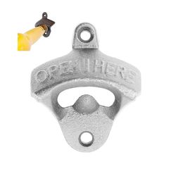 Väggmonterad Kapsylöppnare Retro Silver – ‘Open Here’ i Metall