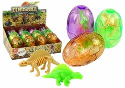 Dinosauræg legetøj 9x7 cm transparent med 2 dinosaurfigurer