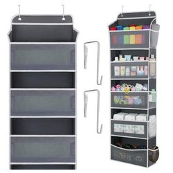 Dørhængende organizer 5 hylder 142x40x17 cm grå/hvid