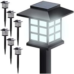 Solcells trädgårdslampor 6-pack IP44 kallvit 13000K skymningssensor