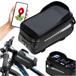 Vandtæt cykeltaske med telefonholder til ram/styr universel