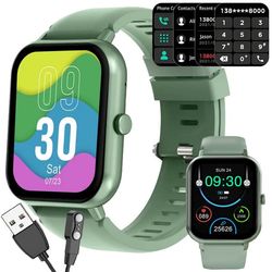Smartwatch med Bluetooth-opkald grøn silikonerem 5–7 dage