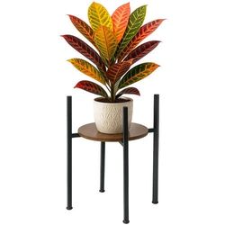 Blomsterstander i metal/MDF 40x26x26 cm sort/træfarvet, 20 kg