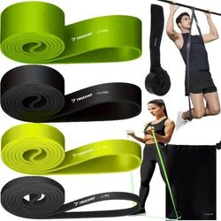 Powerband træningselastik sæt 4-pak 2-40 kg med døranker & taske