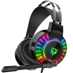 Gaming-hovedtelefoner 7.1 RGB-kablede in-ear-LED med mikrofon