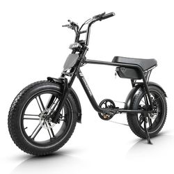 Elcykeln CMACEWHEEL K20: 750 W-motor, 18 Ah-batteri, 7 växlar, 20x4,0-tumsdäck, skivbromsar, topphastighet 25–40 km/h.