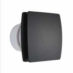 Tyst badrumsfläkt med fuktighetssensor + timer 100mm svart