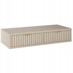 Hængekonsol, cashmere toiletbord med rillet front, nedhængt skab
