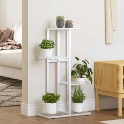vidaXL 4-etagers blomsterstander 43 x 22 x 76 cm hvid metal