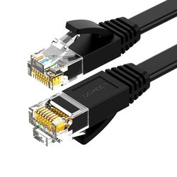 Litteä verkkokaapeli Patchcord RJ45 LAN Ethernet Cat. 6 2m musta